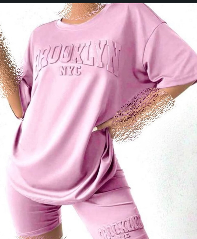 ست تیشرت و شلوارک زنانه BROOKLYN NYC اسپرت و راحتی