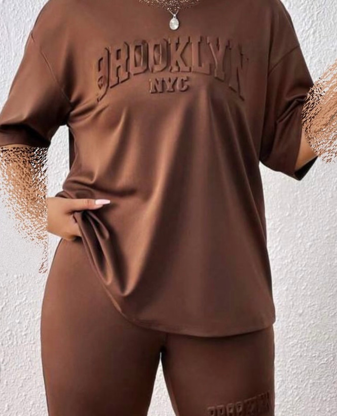 ست تیشرت و شلوارک زنانه BROOKLYN NYC اسپرت و راحتی